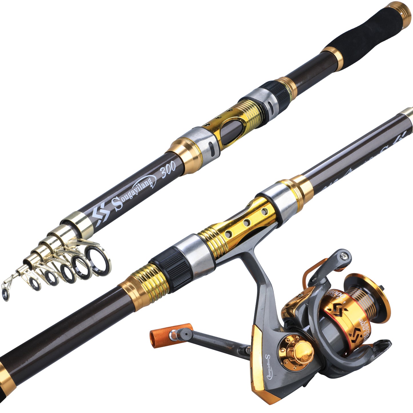 Sougayilang Ultralight Carbon Fiber Spinning Fishing Rod - Portable, Medium Action, Extendable Length, Comfort Grip Handle - Perfect for All Anglers