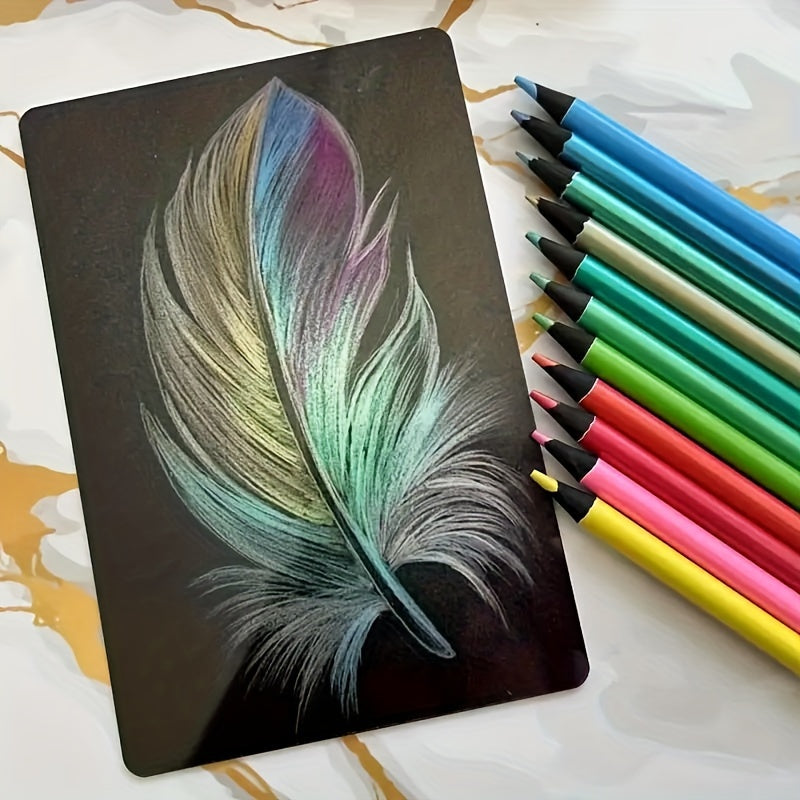 12 metallic color pencils for art, coloring, and creative DIY projects