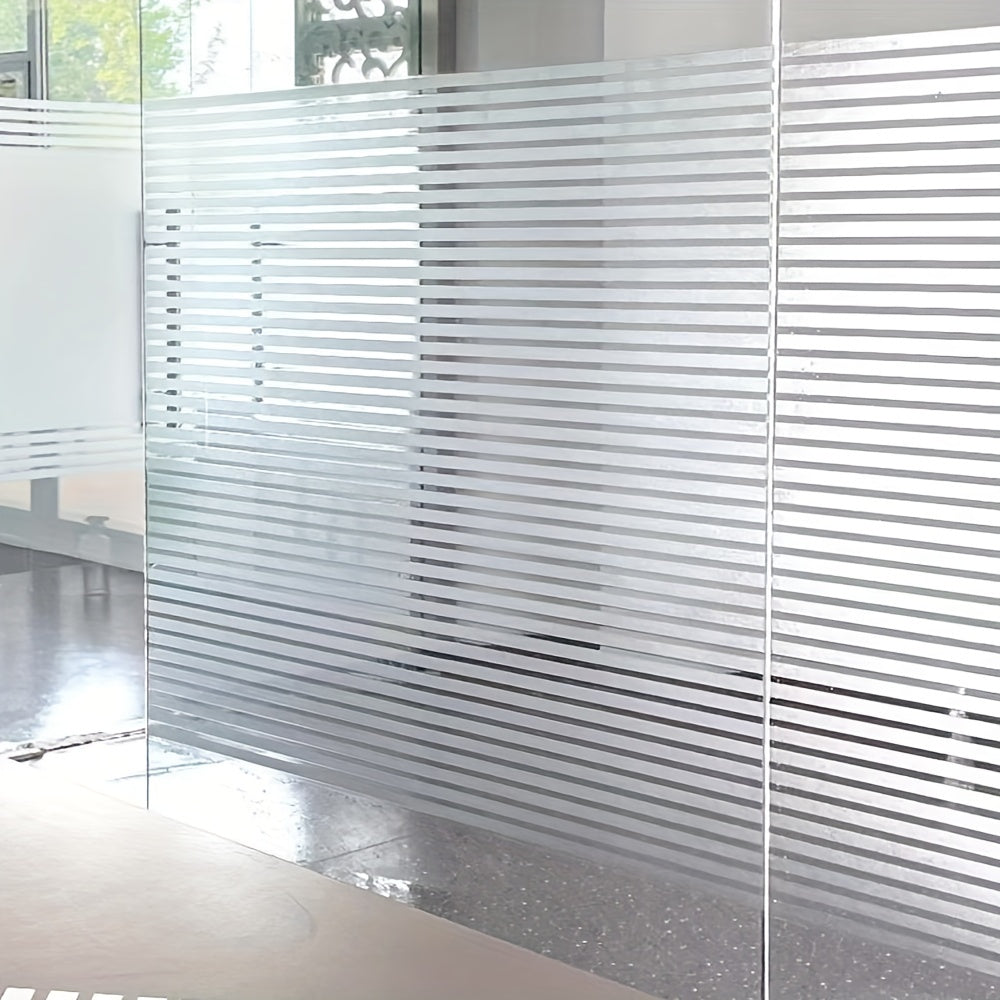 Create a stylish look in your living room, bedroom, office, or home with 1roll of Stripe Glass Window Film. This glueless vinyl film is easy to remove and attach with static electrostatic properties, providing UV protection and a trendy stripe pattern