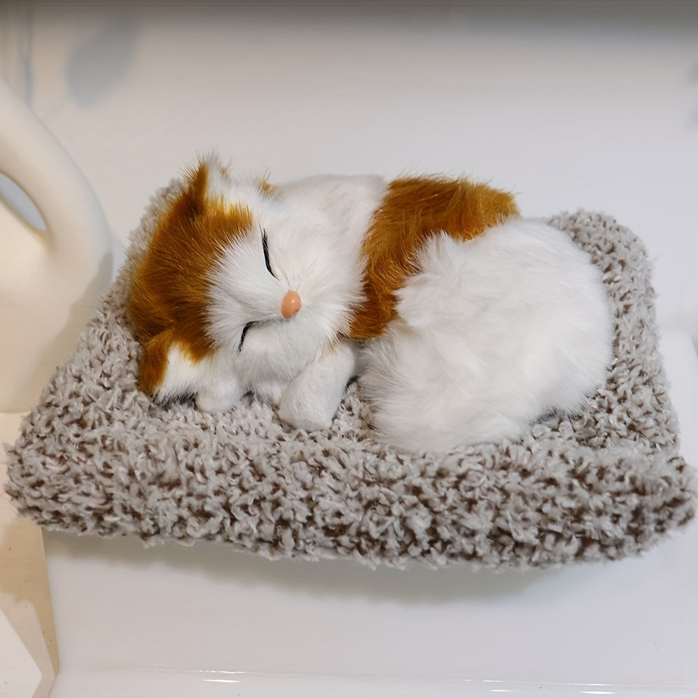 Fluffy sleeping cat figurine.