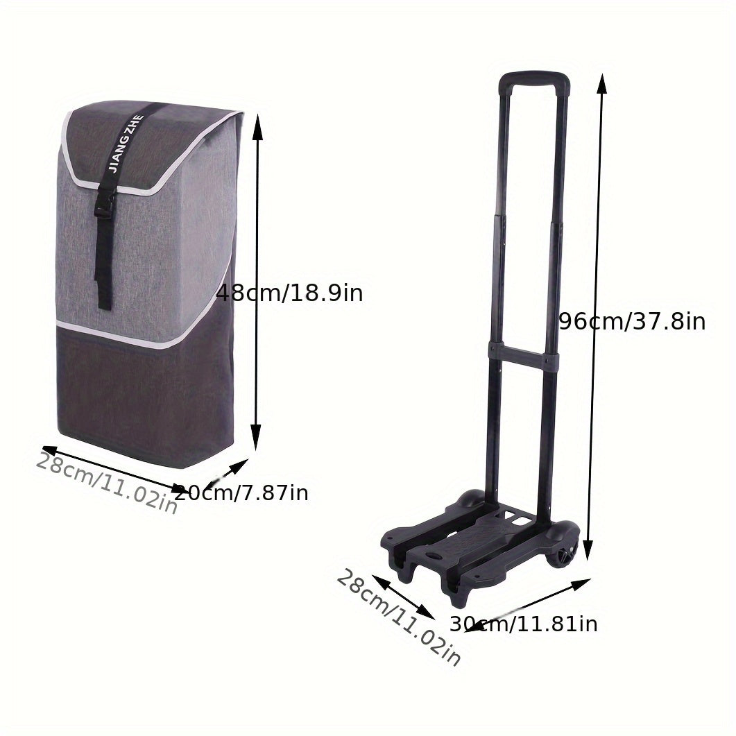 Portable Black shopping cart with detachable bag and folding trolley for groceries, camping, and travel essentials in spring.