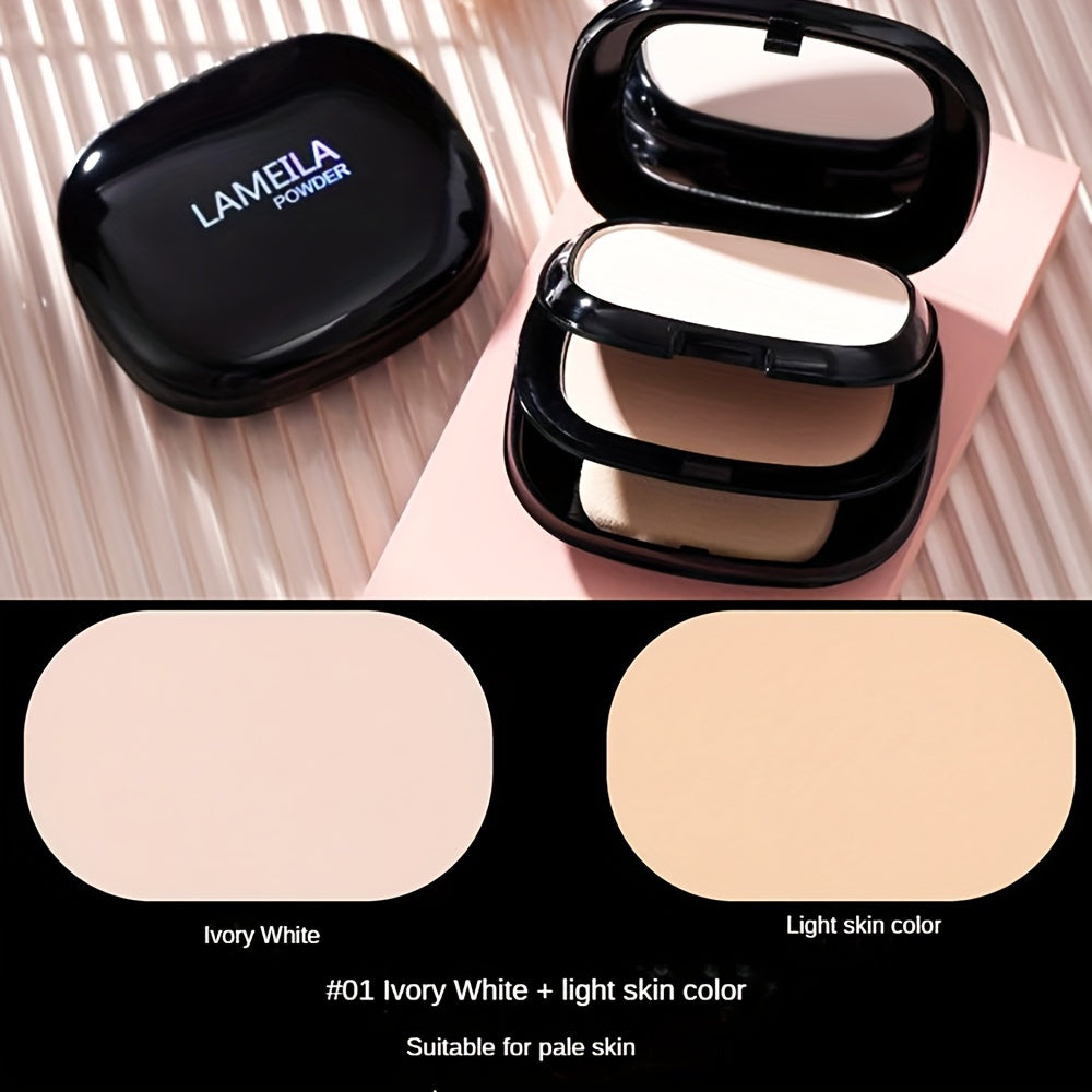 Ivory White Dual-use Concealer Pressed Powder with Dry and Wet Textures, Natural, Long-lasting Oil Control, Flawless Contouring Foundation