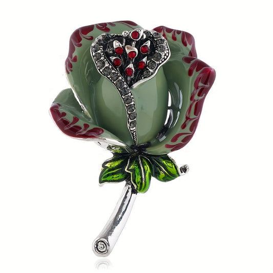 Vintage-Inspired Corsage Pin with Elegant Rhinestone Flower Design - Perfect for Dresses, Sweaters, and Suits during Winter and Autumn