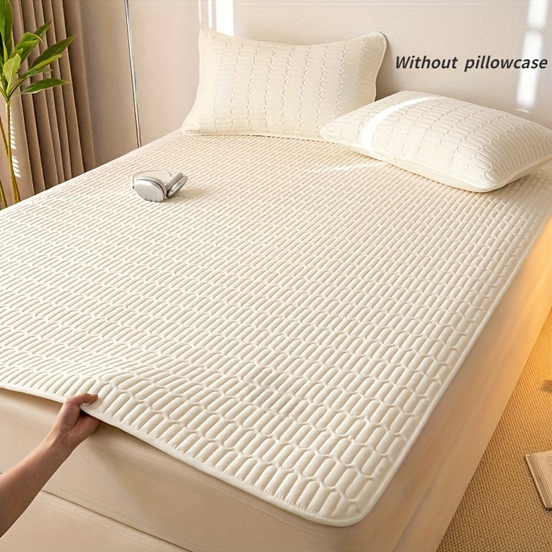 Ultra-Thin Mattress Pad with Waterproof Protection - Sleek Solid Color Design, Ideal for Bedroom & Dorm Use, Suitable for Single to Double Beds, Hand Wash Recommended - Pillowcase Sold Separately