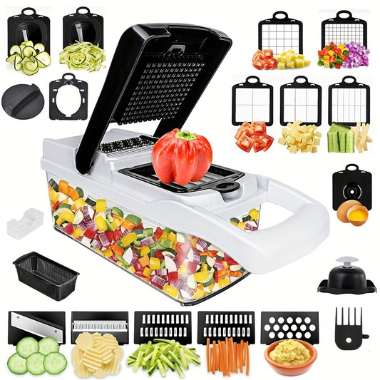 22 in 1 Vegetable Chopper with 12 Blades, Slicer, Dicer, and Strainer.