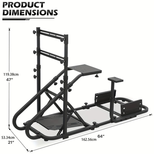 1pc Racing Simulator Cockpit with TV Mount, Metal Construction, Compatible with Logitech and Thrustmaster, for Xbox One, PlayStation, PC - No battery needed.