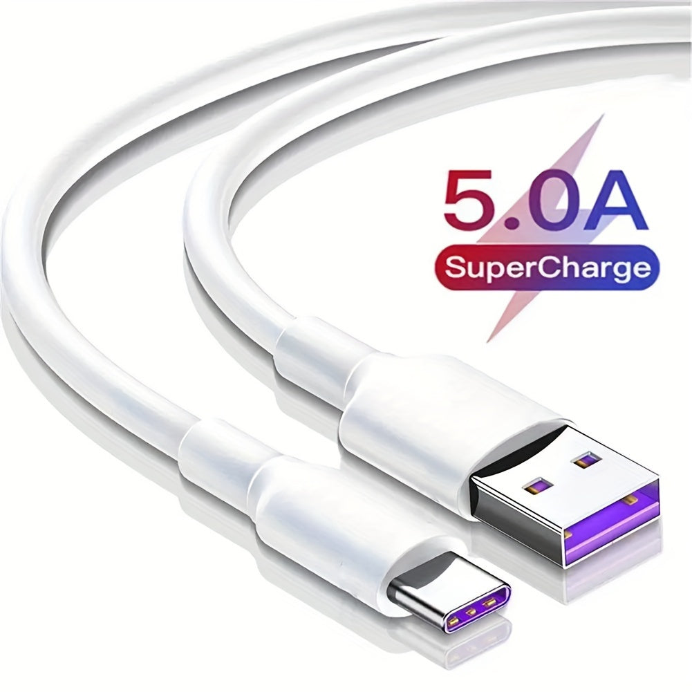 1pc/3pcs/5pcs 5A USB-C Fast Charging & Data Cable for various phone brands - Durable cord with power bank compatibility, 66W Max.