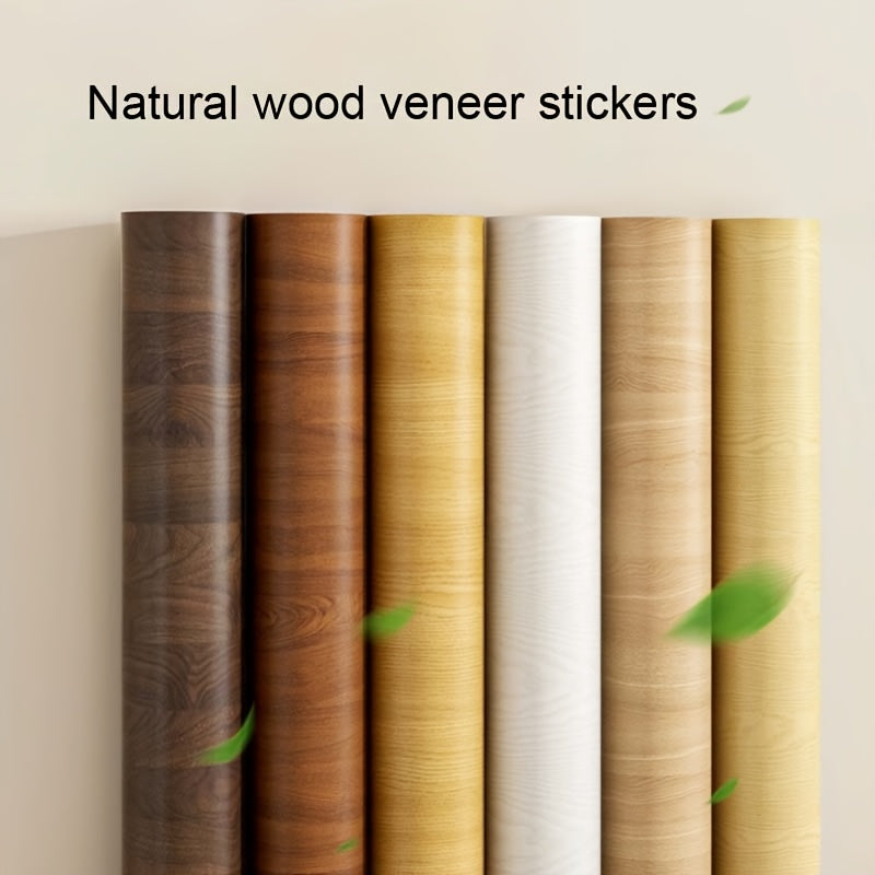 Wood grain vinyl wrap for kitchen countertops and cabinet doors, waterproof and self-adhesive. Suitable for stove tops and easy to tear off during renovation. Features character style