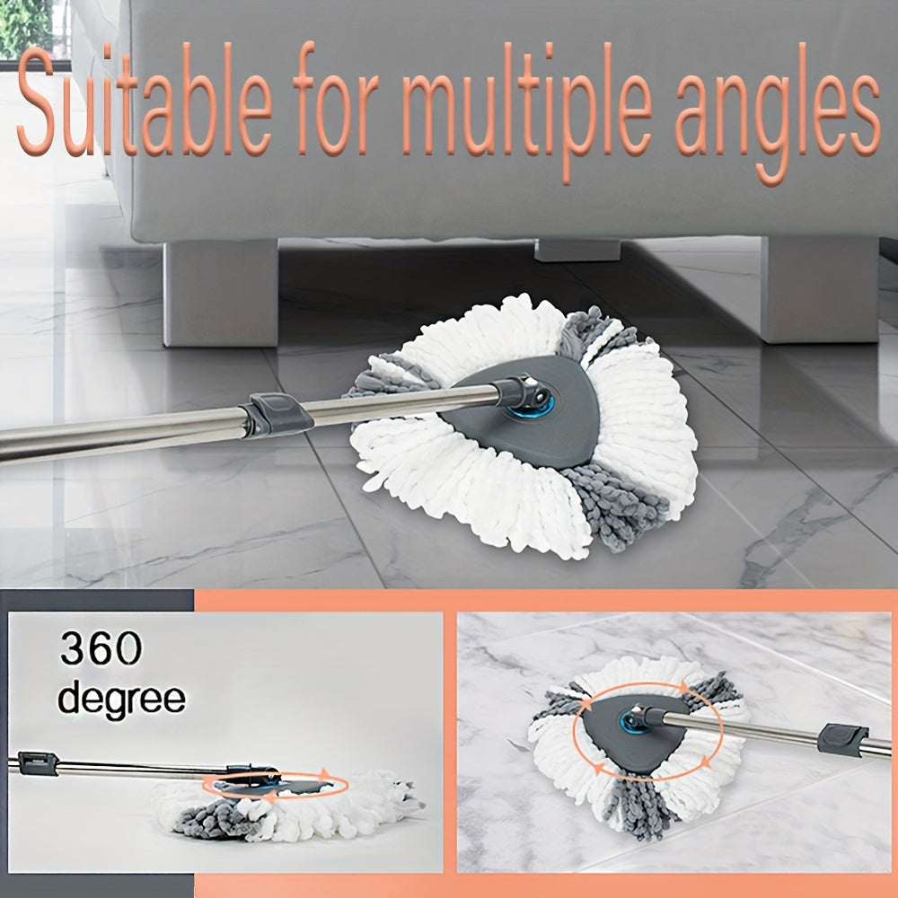 Introducing the Triangle Rotating Mop and Square Separation Bucket Set, featuring a Dirty and Clean Water Separation System for optimal cleaning. Ideal for hardwood, tile, and marble floors, this set includes a self-rotating mop head and 4 triangle mop