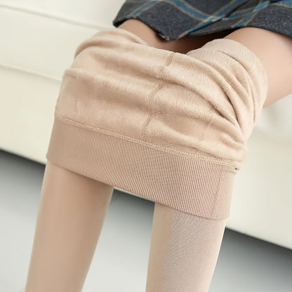 Women's Winter Thermal Velvet-Lined Pantyhose: Warm, Stretchy Leggings for Cold Weather, Black