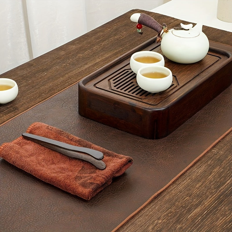 Waterproof, double-sided faux leather table runner in 4 sizes for zen home decor.