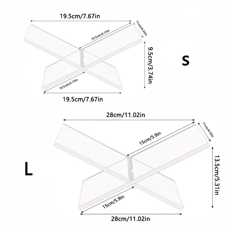 X-Shaped 1pc Transparent Acrylic Reading Stand - Freestanding Holder for Books & Magazines | Stylish, Sturdy Display Tray for Textbooks, Coffee Table Decor & More | Simple Assembly