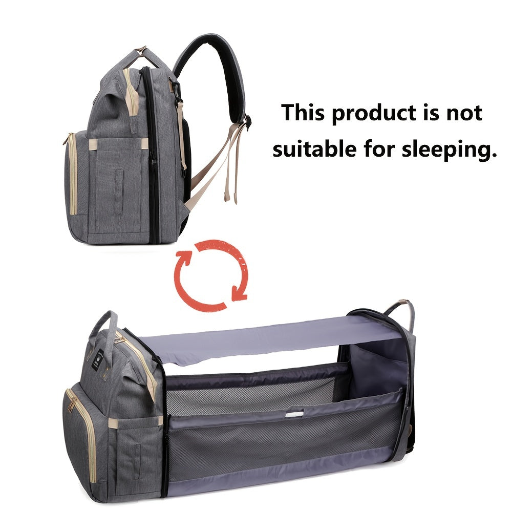 Lamroro Diaper Bag Backpack with USB Charging Port, Spacious Waterproof Design, Breathable Mosquito Net Sunshade, and Large Capacity