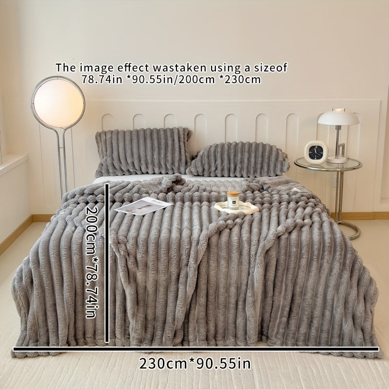 Indulge in the FAGEJIE Luxurious Faux Rabbit Fur Throw Blanket - Ultra-soft, Toasty, and Snug for Sofa, Bed, Workspace, and On-the-Go - A Versatile Gift for Any Season, Ideal for Christmas Giving.