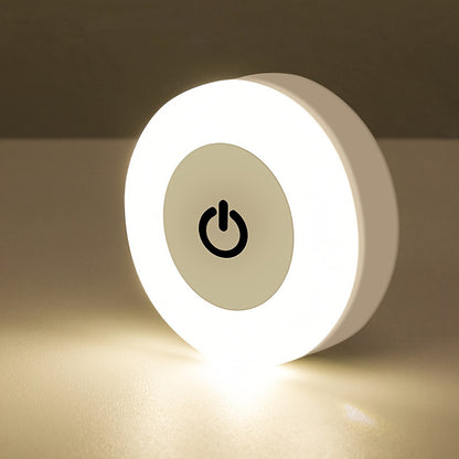 USB rechargeable LED night light with touch sensor, dimmable options, and adjustable lighting for various settings. Great for bedrooms, closets, cabinets, and kitchens. Features magnetic base and comes with USB cable.