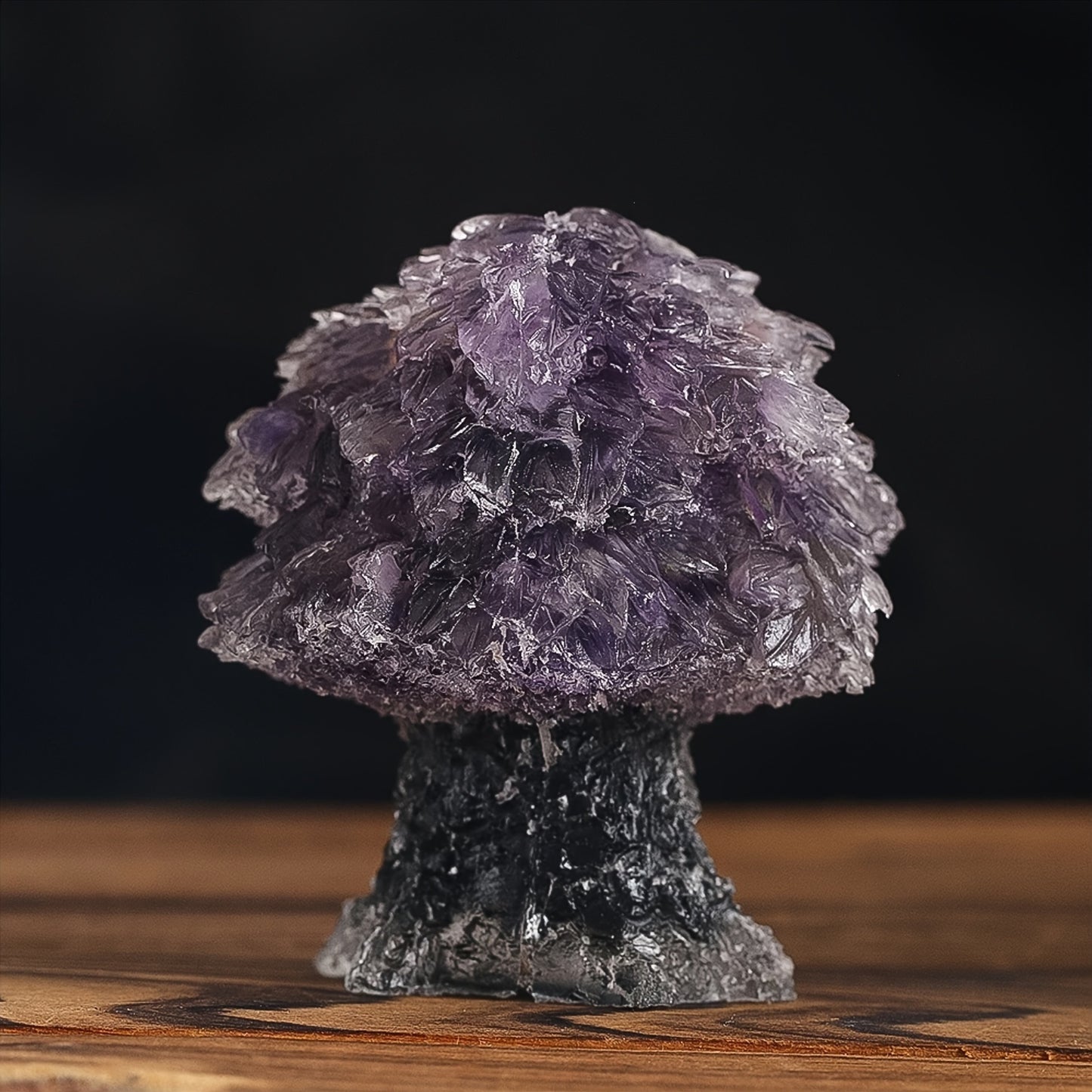 Amethyst Crystal Money Tree with Fluorite Base for Wealth and Luck in Home or Office Decor.