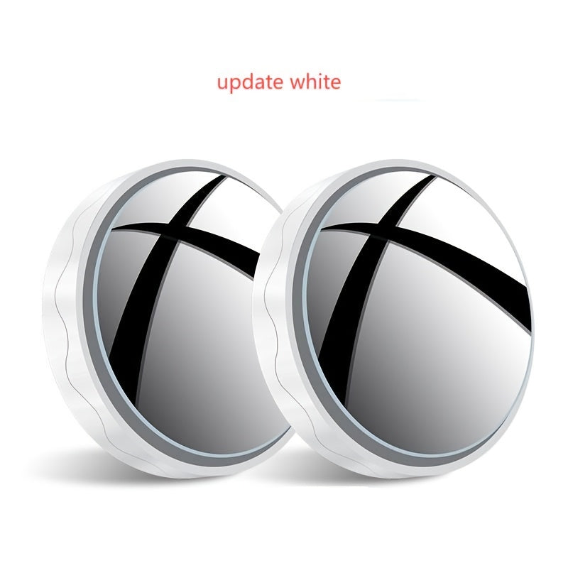 Small round mirror with HD glass for car rear view, rotatable 360 degrees for blind spot assistance.