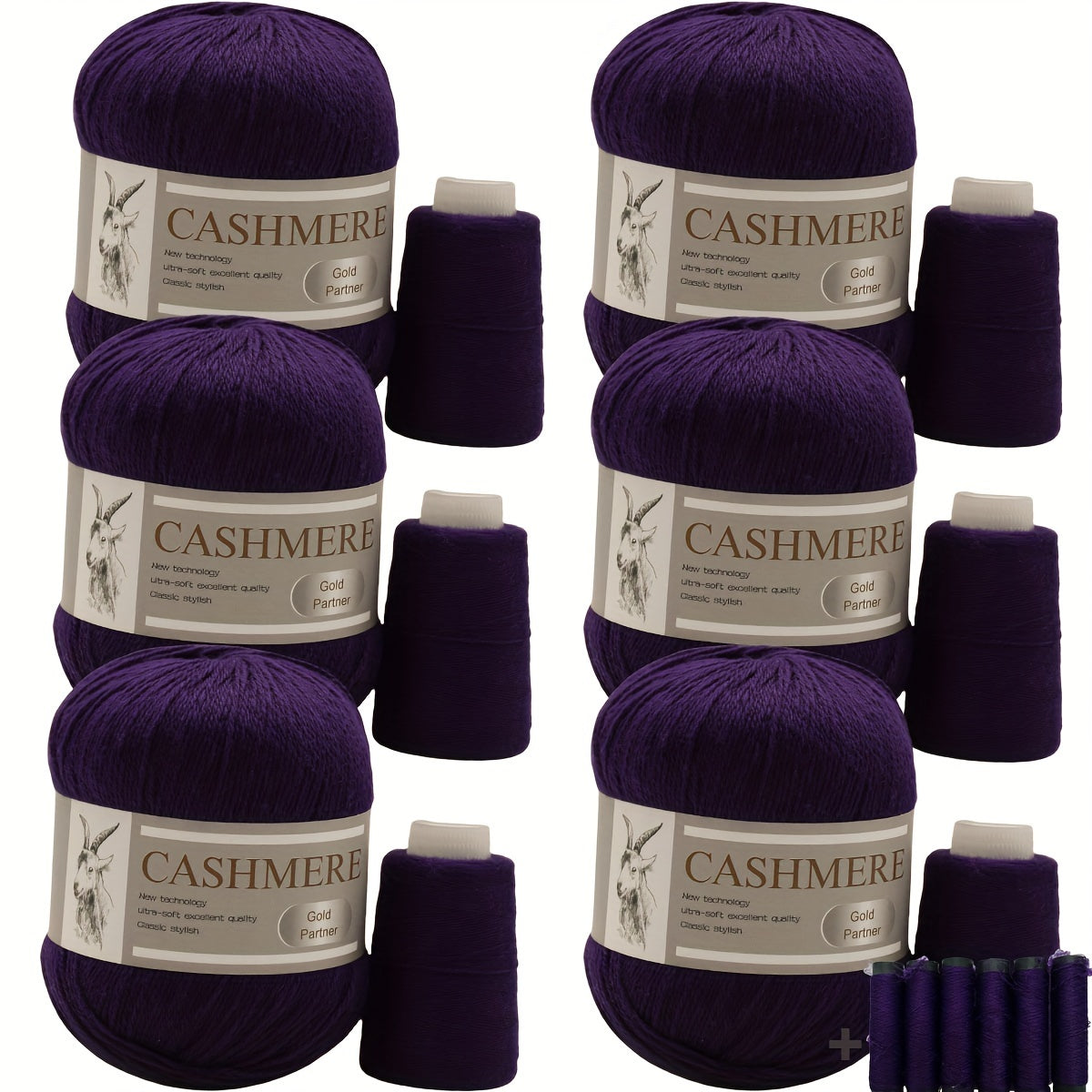 6 luxurious cashmere yarns for hand knitting and crocheting. Ideal for making sweaters, scarves, hats, shawls, cardigans, and gloves. High-quality, soft, warm, multicolored bundle in 10.58