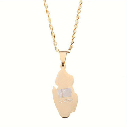 This stainless steel Qatar pendant necklace features a simple tribal style, perfect for daily and party wear. It is compatible with all seasons and does not feature a mosaic design.