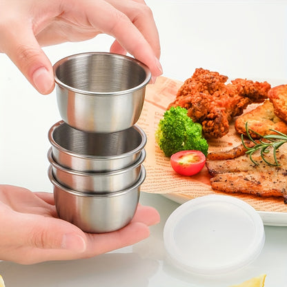 Set of 2/4/6 leakproof 1.6oz stainless steel salad dressing containers with clear lids, ideal for bento boxes and on-the-go meals.