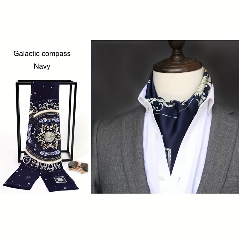 Stylish Men's Scarves: British Vintage Suit Shirt Twill Scarf with Printed Double-layer for Business - Unisex Wraps