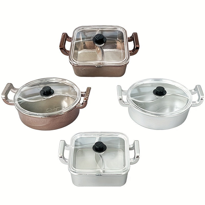 Small hot pot container with dual flavors simulation, electroplated for durability, made from PVC material, no electricity needed.