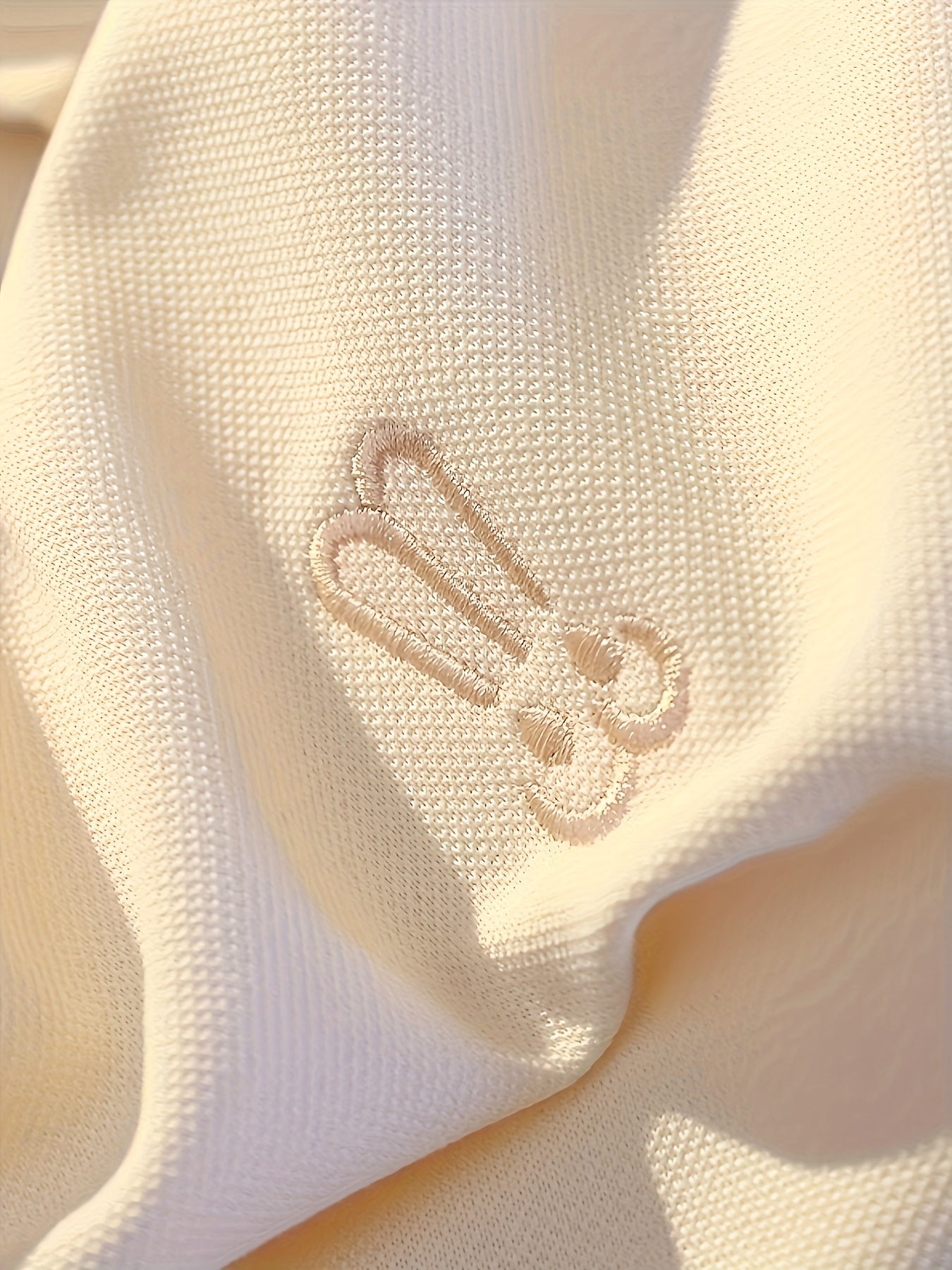 2pcs Mini Rabbit Embroidery Solid Color T-shirt Set for Girls, Casual and Trendy Summer Gift