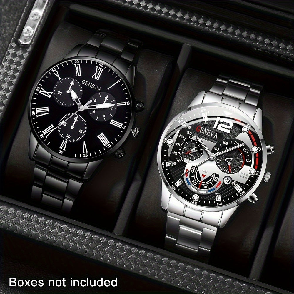 Get a set of 2 brand new men's business casual round quartz watches, ideal for giving to loved ones on special occasions such as Valentine's Day, New Year, Easter, Ramadan, birthdays, and Christmas. Also, check out the exclusive Eid Al-Adha Special