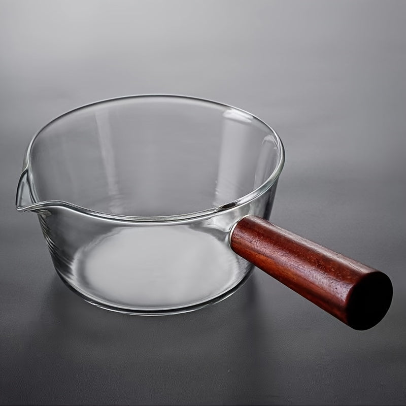 Multifunctional Glass Cooking Pot with Handle - Available in 13.53oz and 20.29oz sizes, Made of Non-Stick High Borosilicate Glass for Gas Stove Tops, Ideal for Heating Milk, Melting Butter, Boiling Noodles, and Making Sauces