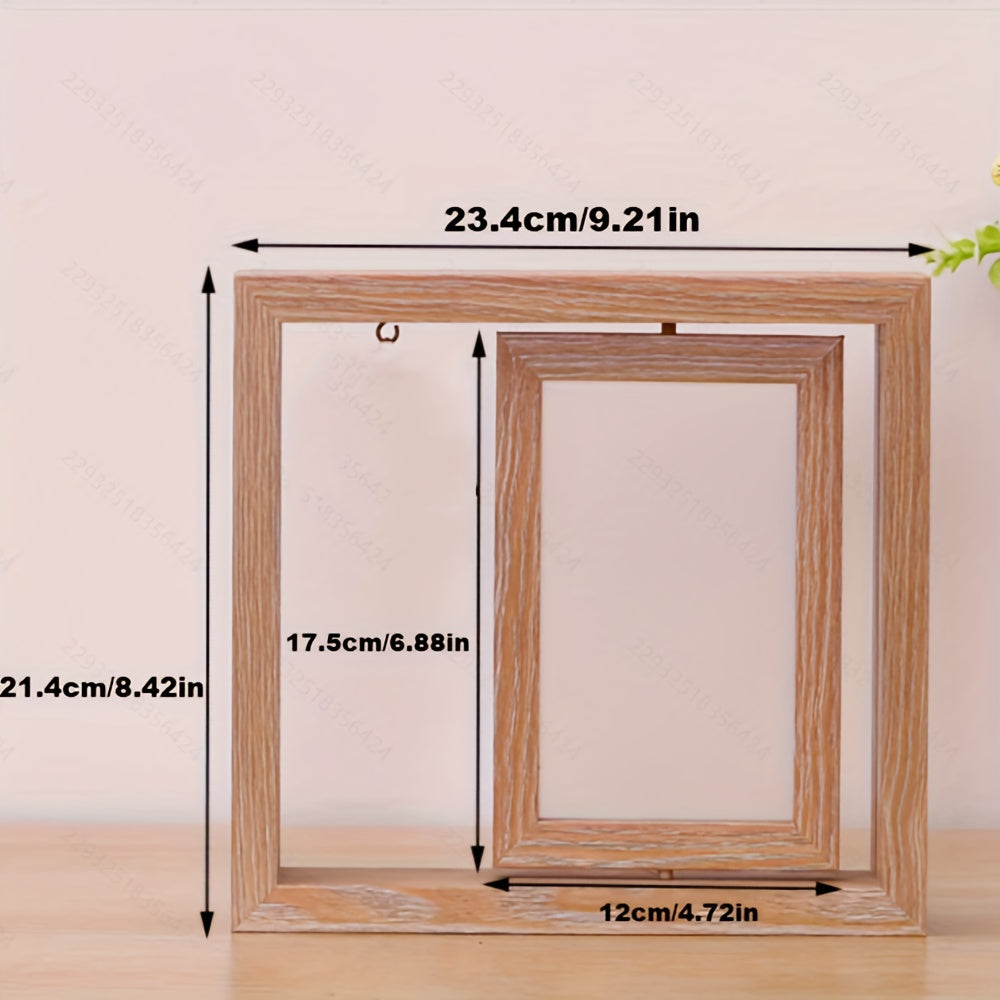 This unique couple's gift is a double-sided rotating wooden picture frame that fits 6x4 photos. Made for commemorating special moments, it is perfect as a desk or shelf decor. Designed for ages 14 and up.