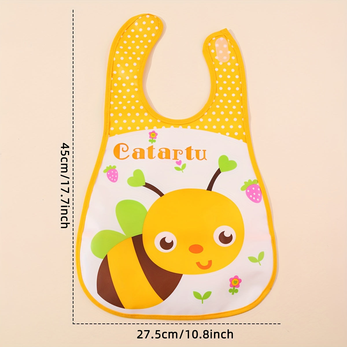 Three water-resistant bibs with hook and loop closures, featuring a cartoon design made of polyester material. Suitable for children up to 6 years old, these drool bibs are easy to clean and can be used as a feeding apron.