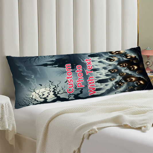 Long Body Pillow Cover featuring Custom Photo - Made with Soft Plush Fabric, Double-Sided Design - Ideal for Halloween, Anime, Thanksgiving, Christmas, Birthdays, and Wedding Anniversaries - Measures 50.8x137.16 cm