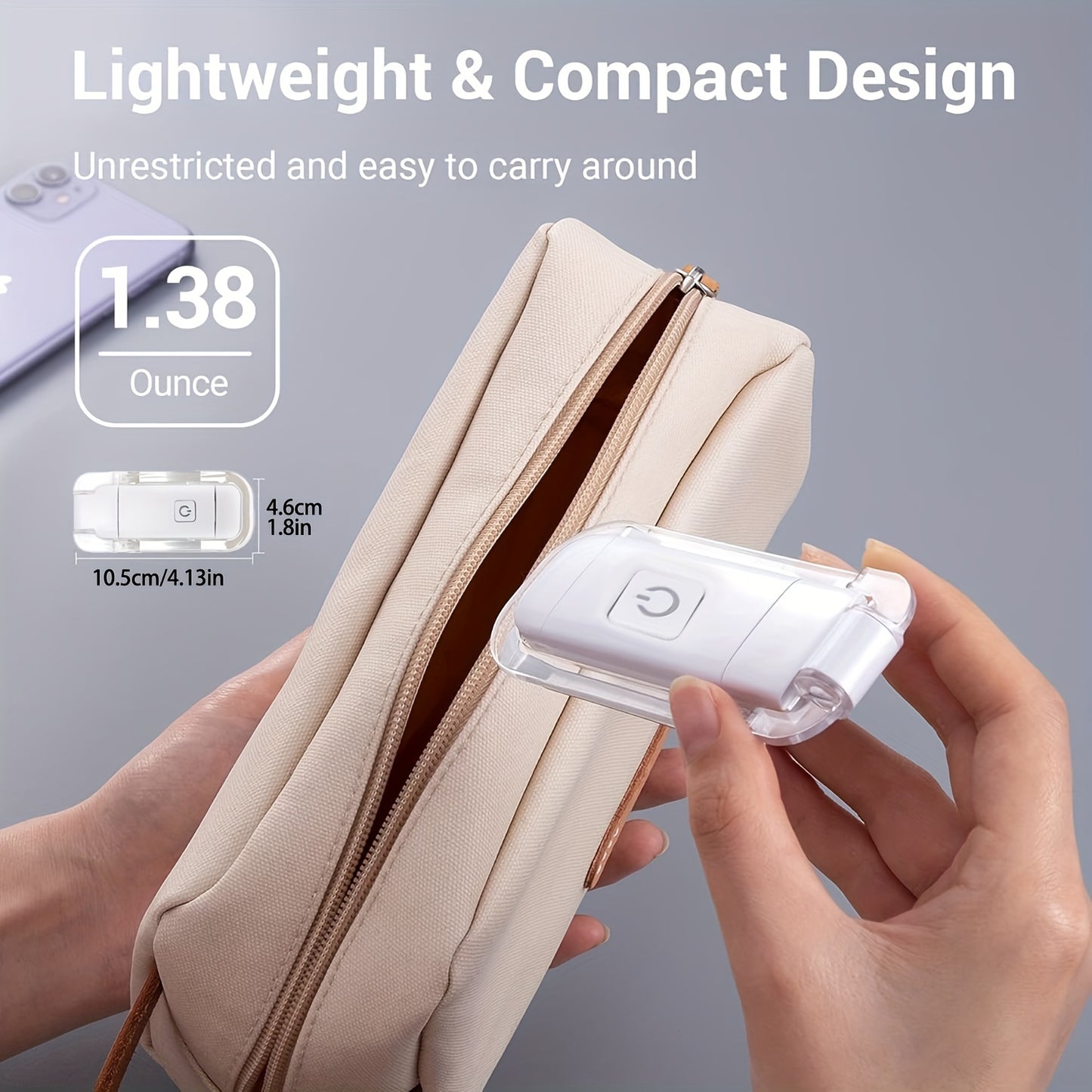 USB rechargeable reading light with eye protection, adjustable brightness levels, clip-on book lamp, ideal for night readers.