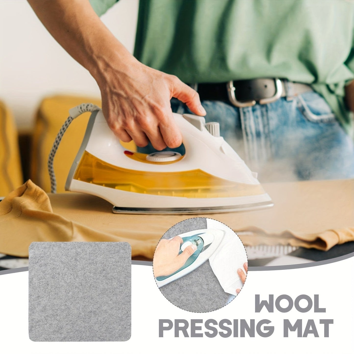 One piece of Wool Felt Mat perfect for Ironing, a convenient Non-Electric Ironing Board Pad, ideal for DIY Craft Sewing projects. Versatile Tabletop Ironing Mat for Clothing, Crafting, and Tailoring.