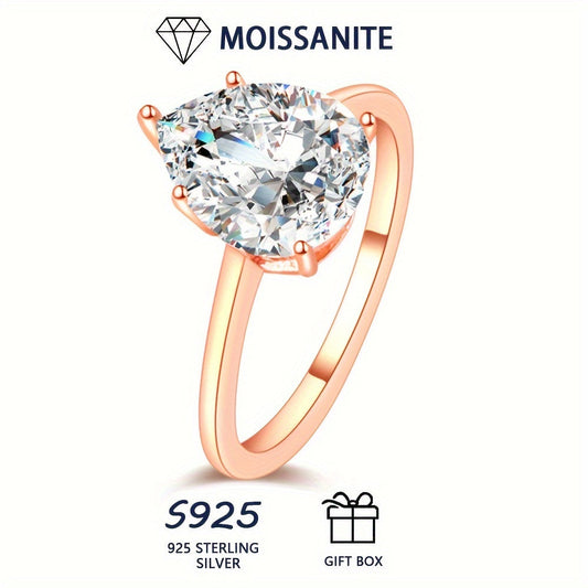 Stunning Hypoallergenic Moissanite Engagement Ring in 925 Sterling Silver - Timeless Pear-Shaped Design Available in 3ct, 2ct, or 1ct Sizes for Women