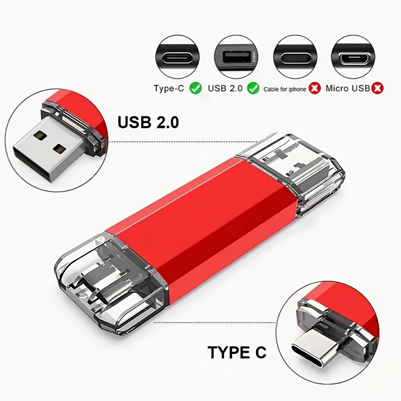 Dual C-Type USB Flash Drive with high speed interface, suitable for Android smartphones and tablets.