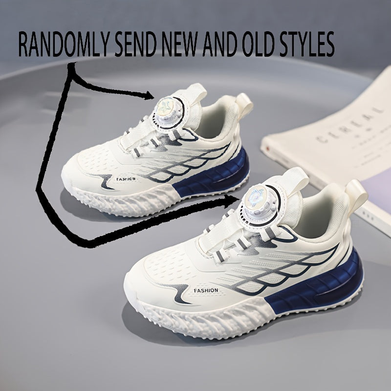 Casual low top sneakers with rotating button for boys, lightweight shock-absorbing option for running fitness.