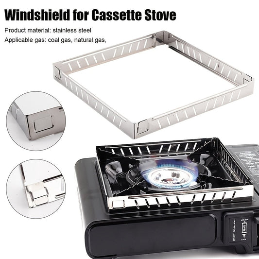 Stainless Steel Windshield for Gas Stove, Collapsible Design, Fits All Stove Burners, Provides Protection, No Electricity Required