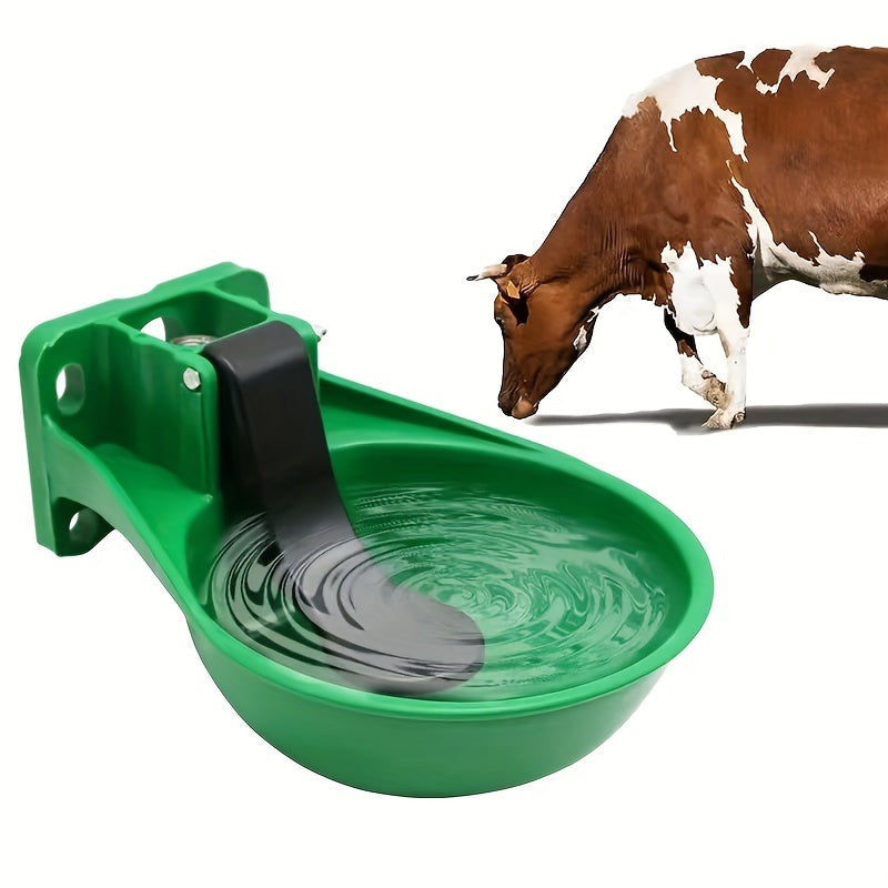 Durable plastic automatic cow and sheep drinking bowl with stainless steel valve for livestock farming.