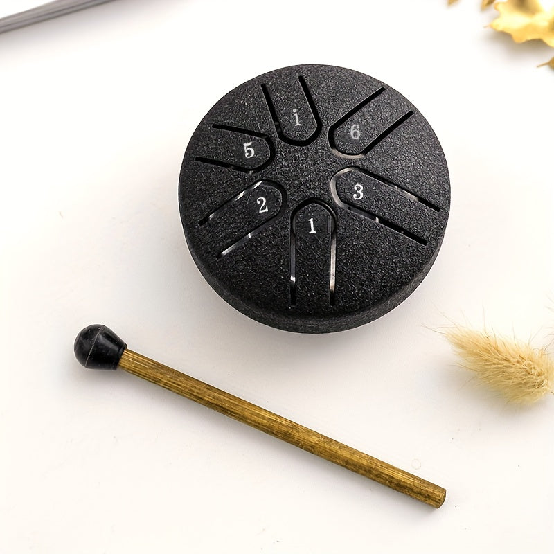 7.62cm 6-note Mini Ethereal Drum for Meditation, Percussion, Instruments, Music, Yoga, and Education, available in Black, Green, Purple, Navy, and Golden colors.