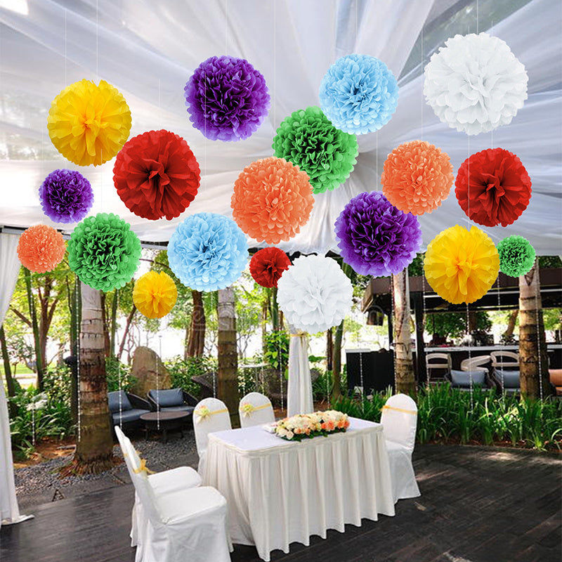 14 pieces of DIY paper flower ball pom pom charm decoration