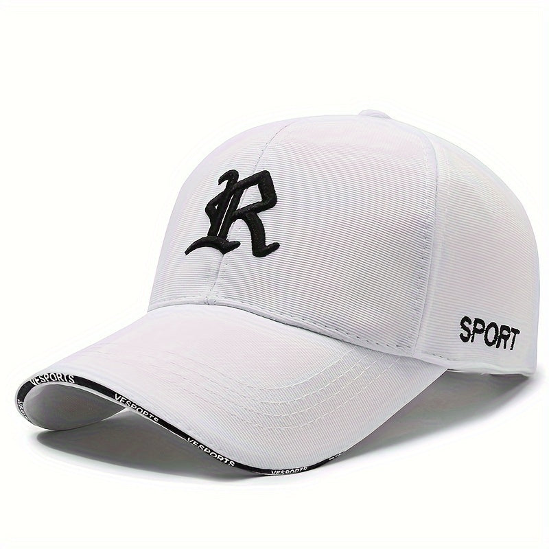 One 3D Embroidered Letter Baseball Cap made of soft polyester, hand washable, adjustable, breathable, UV protection, suitable for cycling, golf, outdoor activities, and holidays.