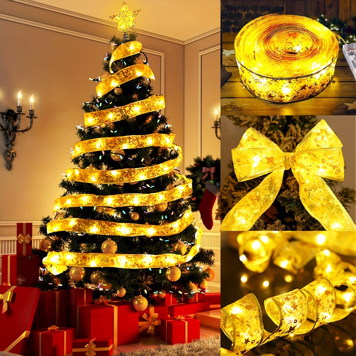 Eye-catching Christmas LED velvet strip lights in various lengths for DIY decoration, suitable for indoor and outdoor Christmas parties and room decor. 6.5ft/20pcs LED curtain string lights also available.