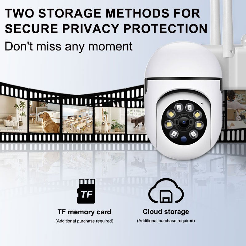 Wireless Security Camera with 1080P HD, 2-Way Audio, Motion Detection, Alarm Notifications, 355° PTZ, 90° Viewing Angle. Ideal for Smart Home Surveillance, works with Smartphones, has Cloud Storage & SD Card compatibility (SD Card not included).