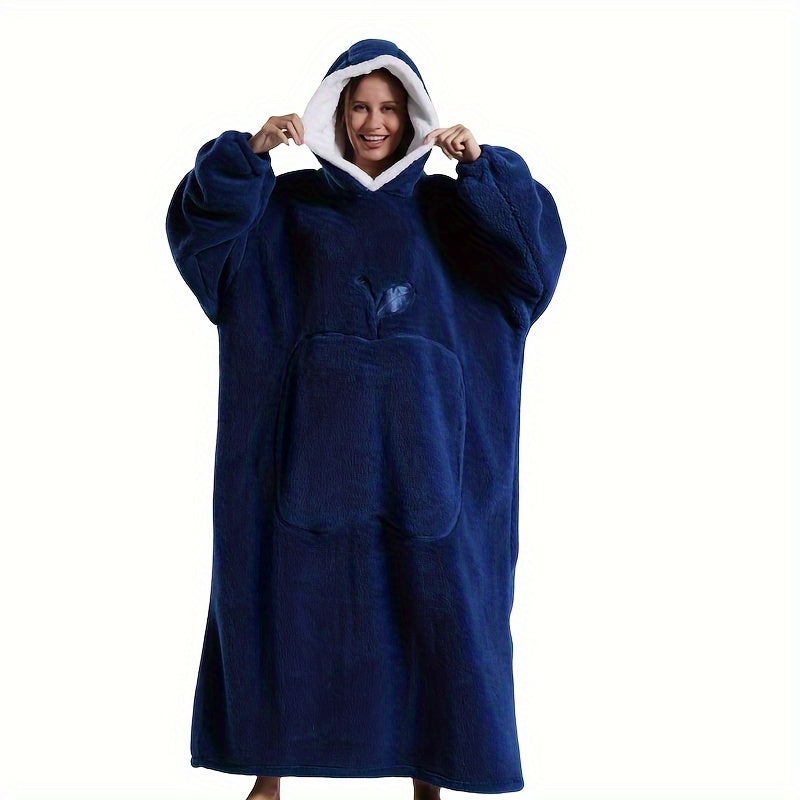 Stay warm and comfortable this winter in our oversized Cozy Velvet Hooded Lounge Robe. Available in red, purple, blue, brown, and black with convenient pockets, this hand-washable robe is made of soft polyester fabric perfect for indoor and outdoor use.