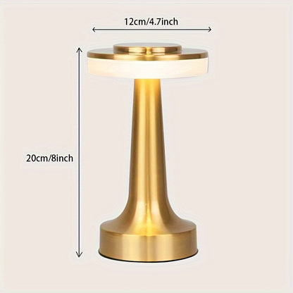 1pc Elegant Golden LED Table Lamp with Touch Control, 3-Level Brightness, USB Powered