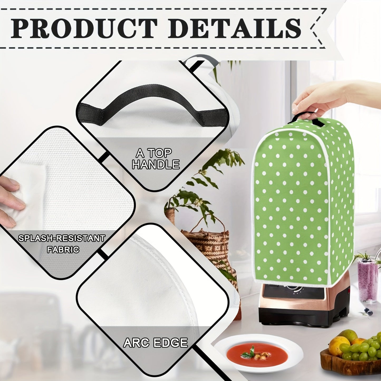 Durable Plastic Polka-Dot Mixer Appliance Cover - Non-Food Contact, Splash-Proof, Washable Protector for Stand Mixers and Coffee Makers - Easy-Clean Kitchen Accessory Guard to Protect Equipment from Dust