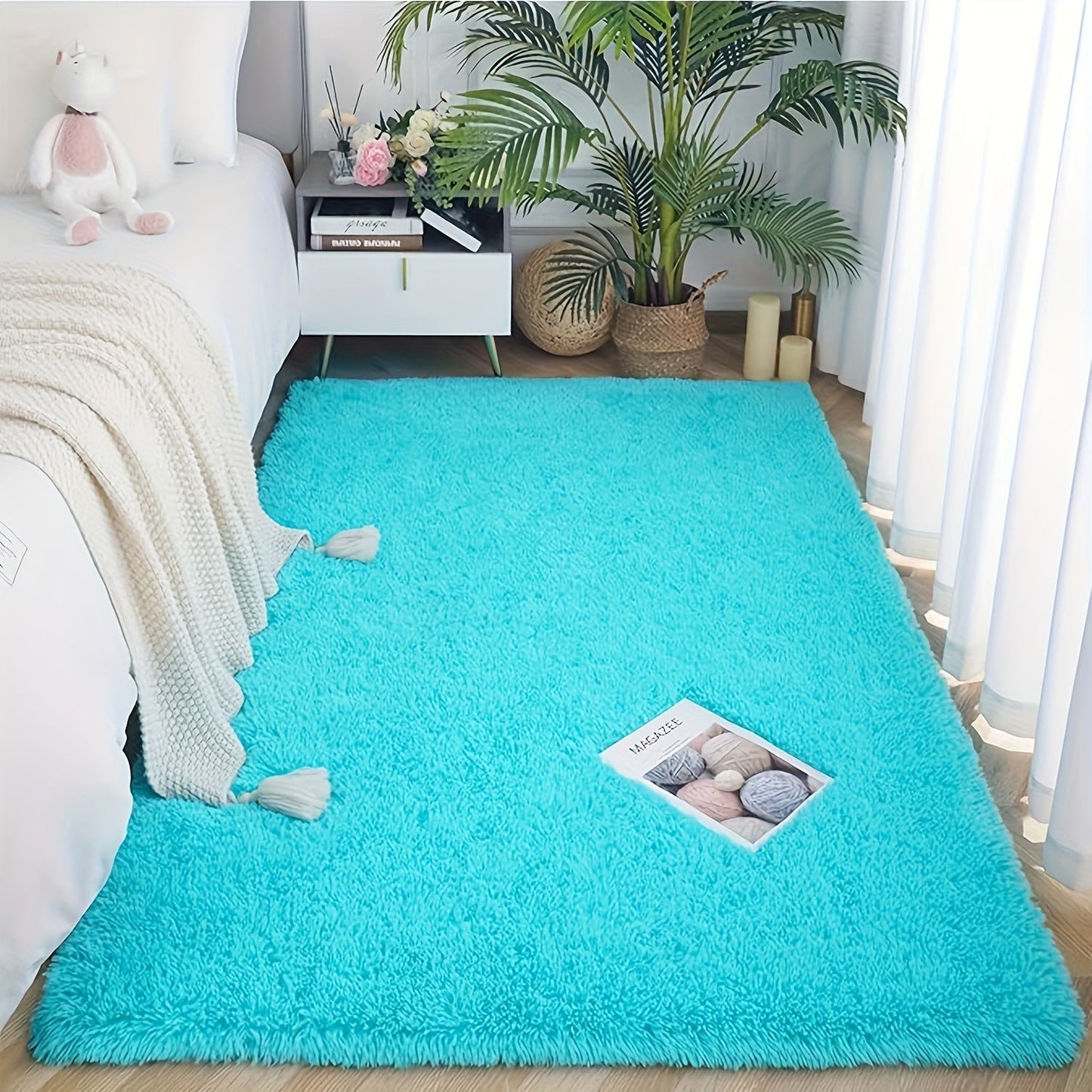 Soft Gradient Color Shaggy Area Mat, Polyester Mat for Living Room Bedroom Sofa Bedside Bay Window, Machine Washable, Available in Various Sizes