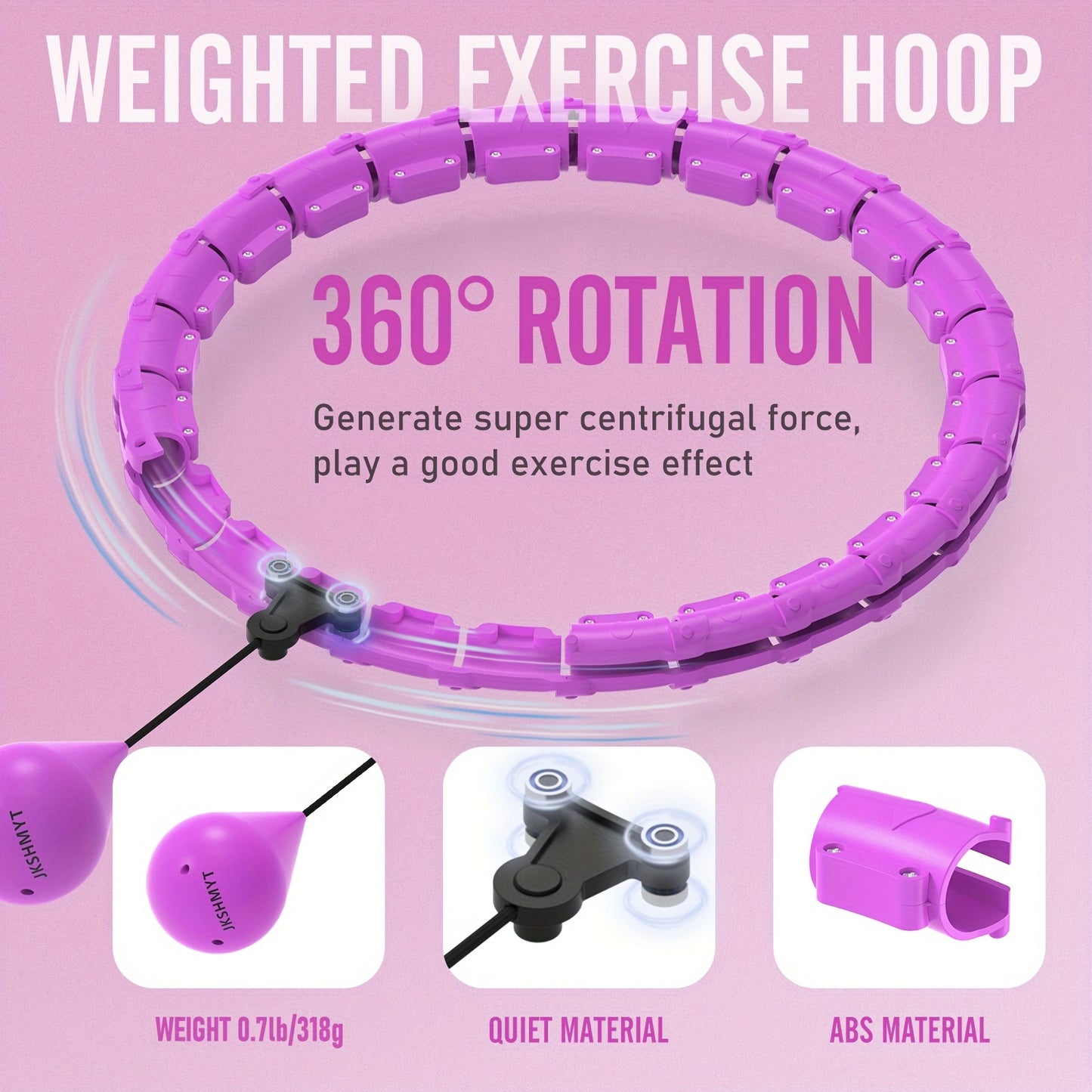 24-section detachable fitness hoop with solid ball, 47in/120cm outdoor Pilates exercise ring aids in thin waist and weight loss.