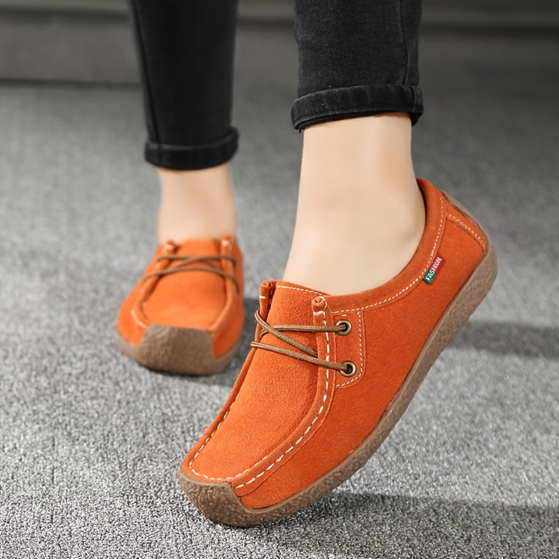 Red slip-on loafers for women with lightweight faux leather upper and PU sole, T-strap lacing, perfect for all seasons.